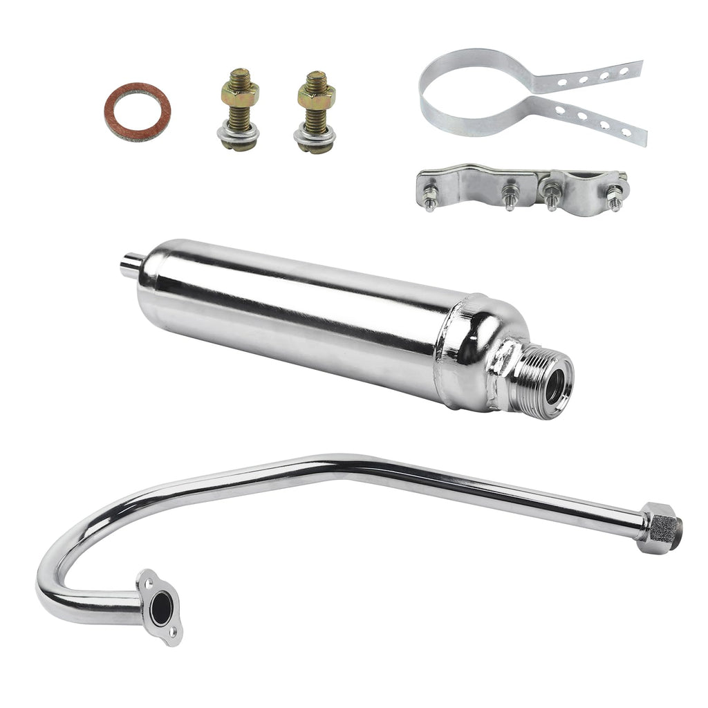 FLYPIG Chrome Muffler Exhaust Pipe for 49cc 50cc 66cc 80cc