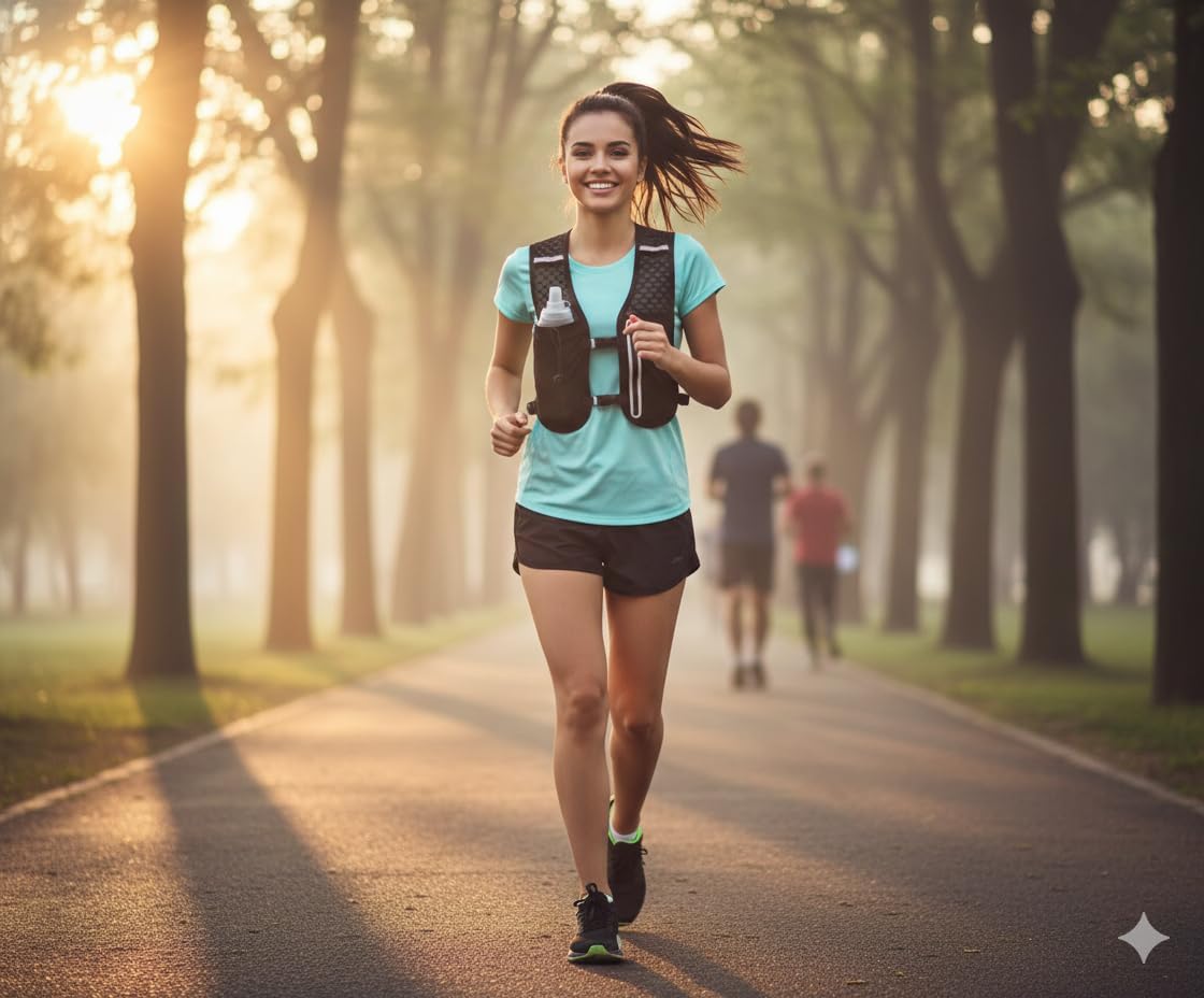 Running Hydration Vest, Adjustable Chest Straps Running Vest for Women Men with 500ml Soft Flask