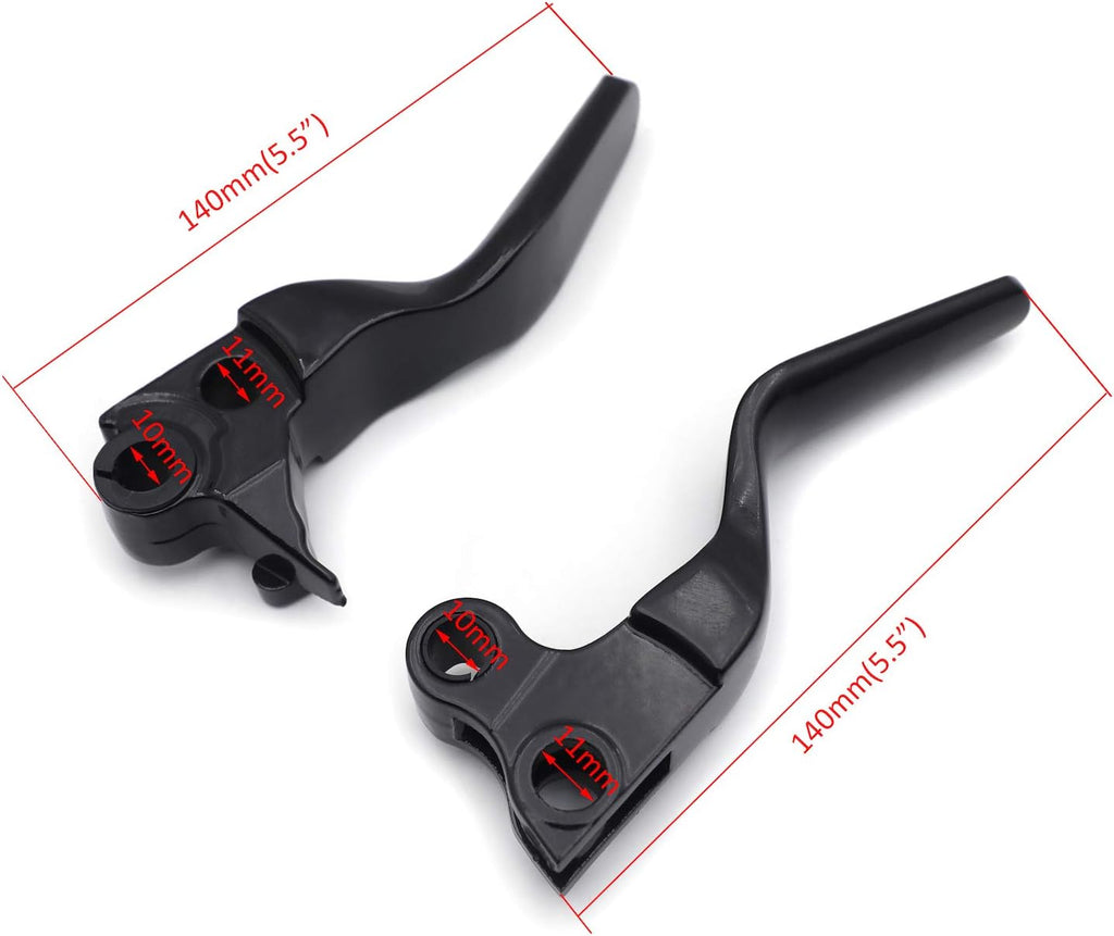 HTTMT- Black Smooth Shorty Wide Blade Brake Levers Compatible with 96-03 XL 96-Later Dyna 96-14 Softail 45075-07, 45459-07 [P/N: MT241-020ST-BK]