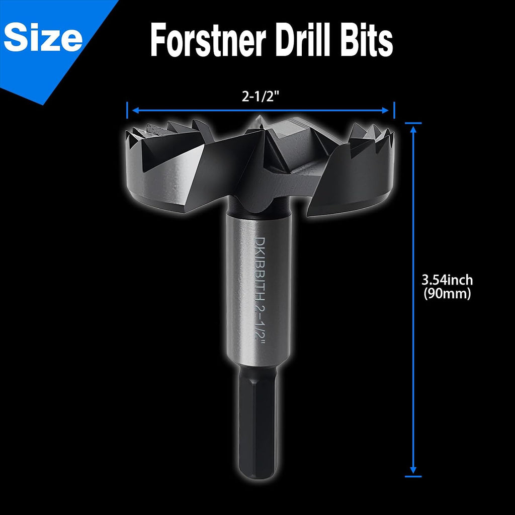 2-1/2 inch Forstner Drill Bits for Wood - Ideal for Fine Woodworking on Hardwoods, Plywood, Plastic.