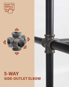 Black 5-way Side Exit Cross,Cast Iron Pipe Fitting Cast Iron Angle Pipe Fitting for Vintage Style DIY Projects/Furniture/Shelves (Pack of 1) (1/2 INCH)