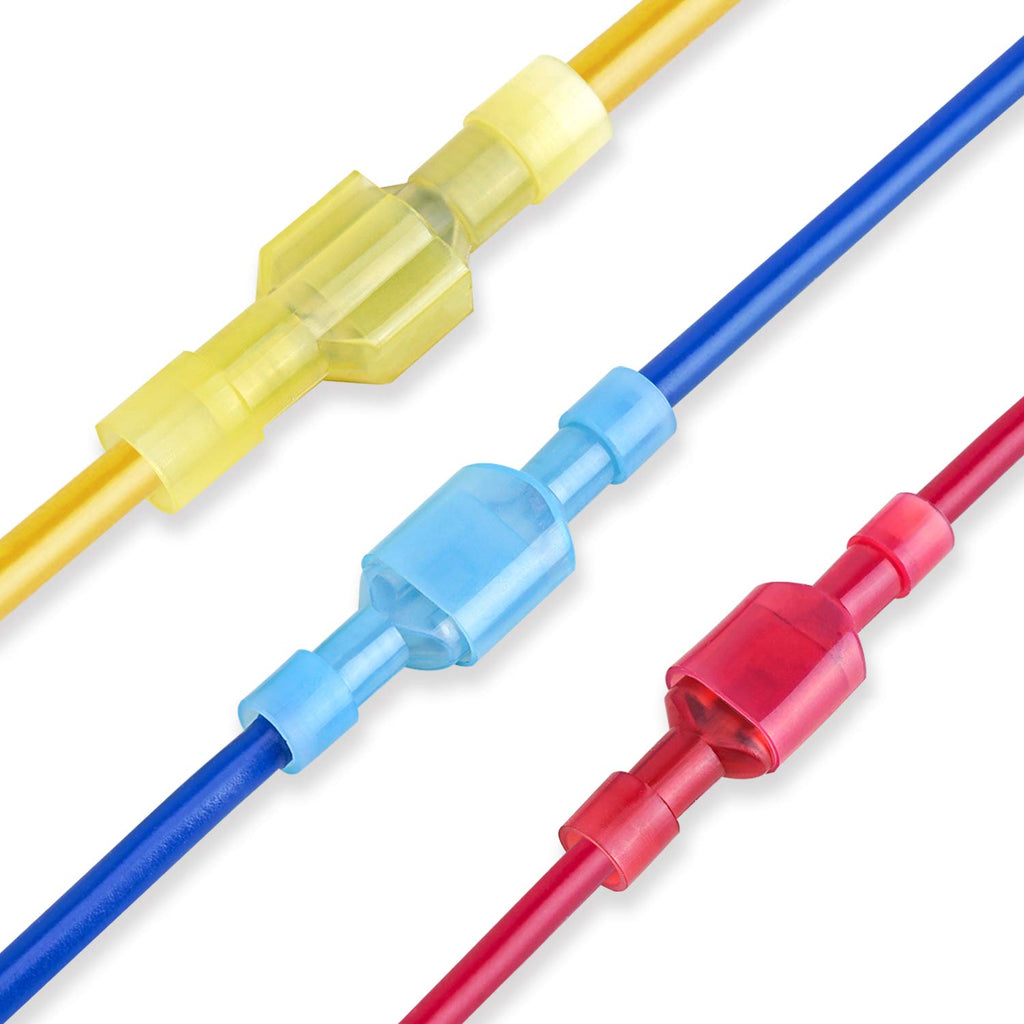 100 Pcs Nylon Spade Quick Disconnect Connectors Kit, Electrical Insulated Terminals, Male and Female Spade Wire Crimp