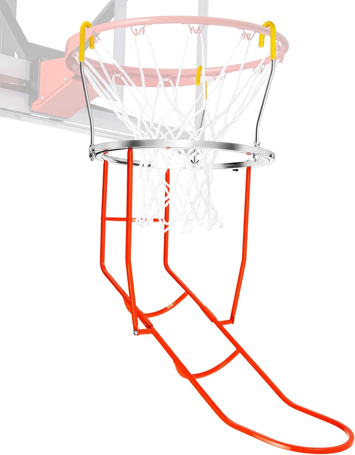 Upgraded Basketball Shot Trainer Rebounder, Heavy Duty Basketball Return Attachment with 360° Rotating Chute