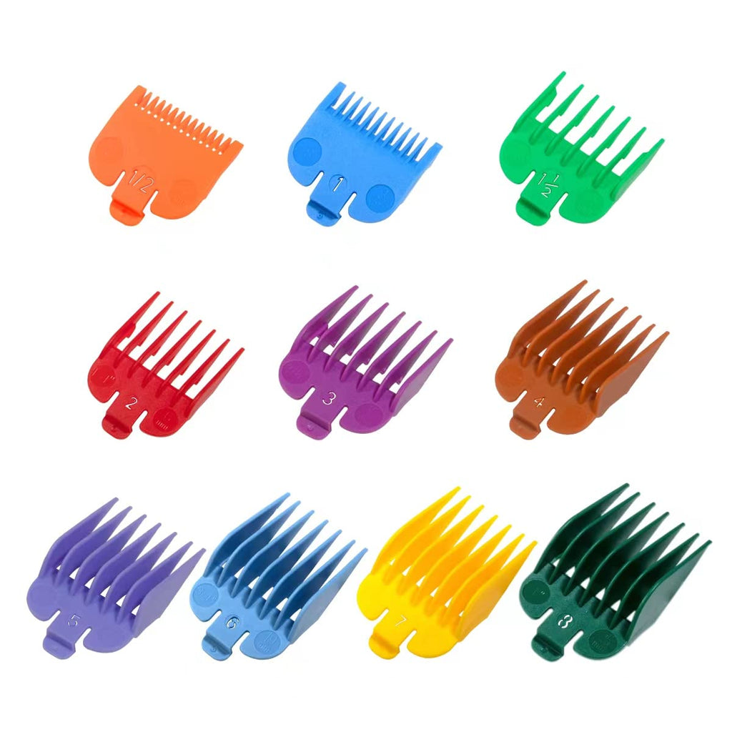 Clipper Guards Set Compatible with Most Wahl Clippers, Color Coded Clipper Guides Replacement - 1/16" to 1", 10 Piece