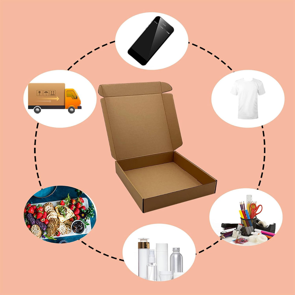 10x10x2 inches Shipping Boxes Set of 20, Brown Corrugated Cardboard Mailers | Mailer Boxes for Small Business