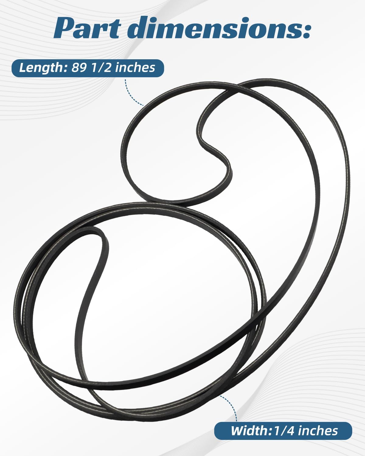 Dryer Drum Drive Belt Replacement Fit for GE GTD42EASJ2WW, GTD65EBSJ3WS, GTD45EASJ2WS, DBXR463ED1WW, GTDP180ED0WW, GTDP490ED0WS, DHDSR46EE1WW, GTD65EBPL1DG – 89.5" x 0.25" Durable Rubber Belt