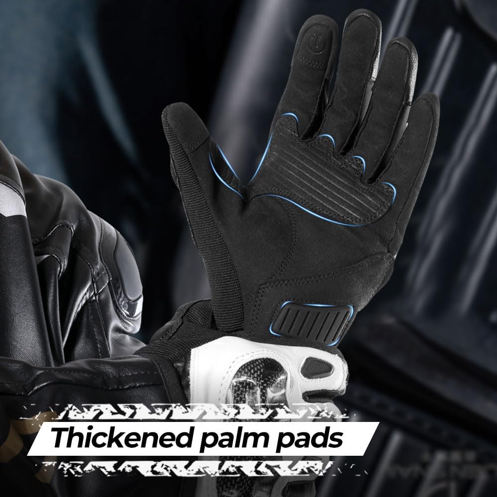 Goatskin Carbon Motorcycle Gloves, Touchscreen Men Women | Goatskin Leather, Breathable Microfiber, Carbon Joint