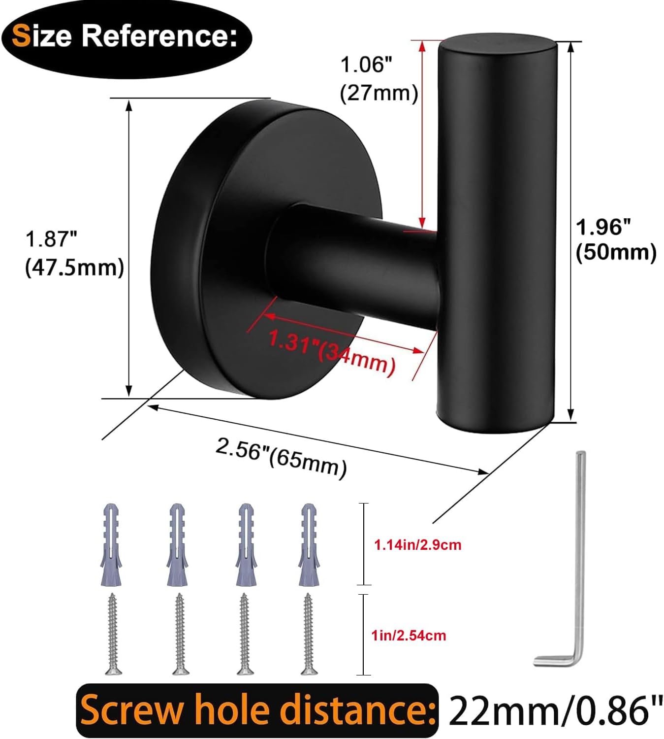 Towel Coat Hook Matte Black SUS304 Stainless Steel Bathroom Clothes Cabinet Closet Sponges Robe Hook Wall Mounted