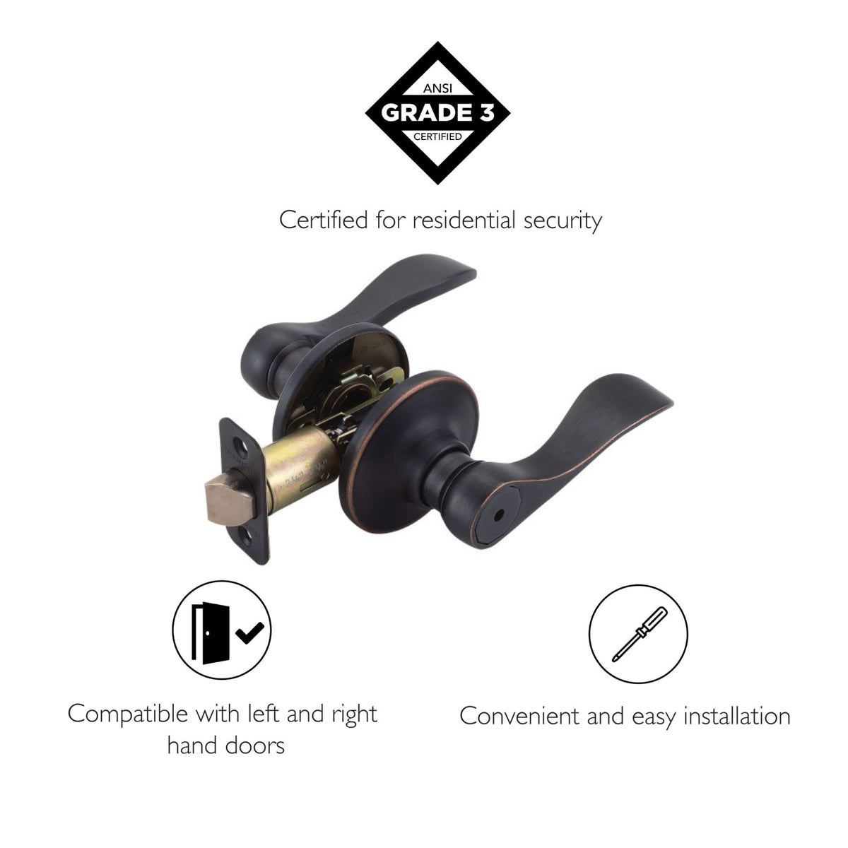 700534 Springdale Privacy Bed and Bath Door Lever Oil Rubbed Bronze