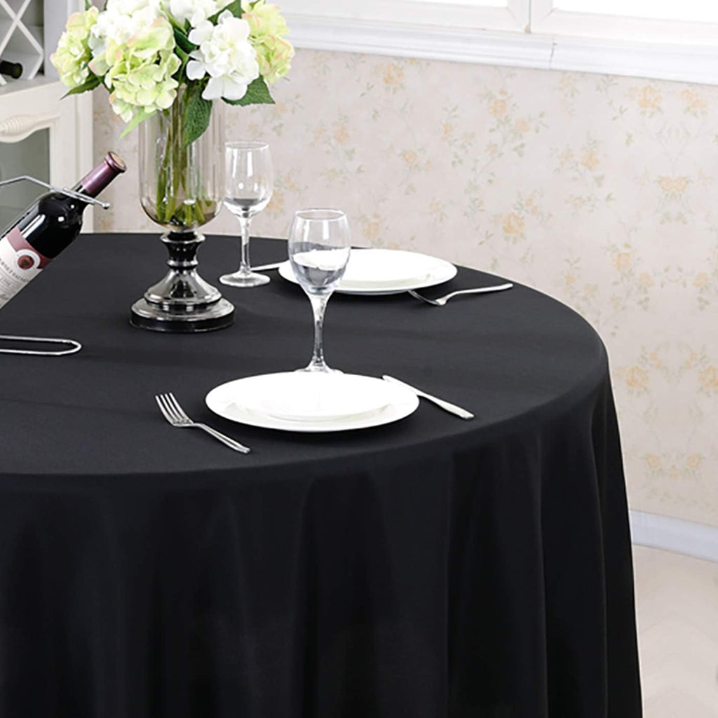 5 Pack 120 Inch Black Tablecloths for Round Tables