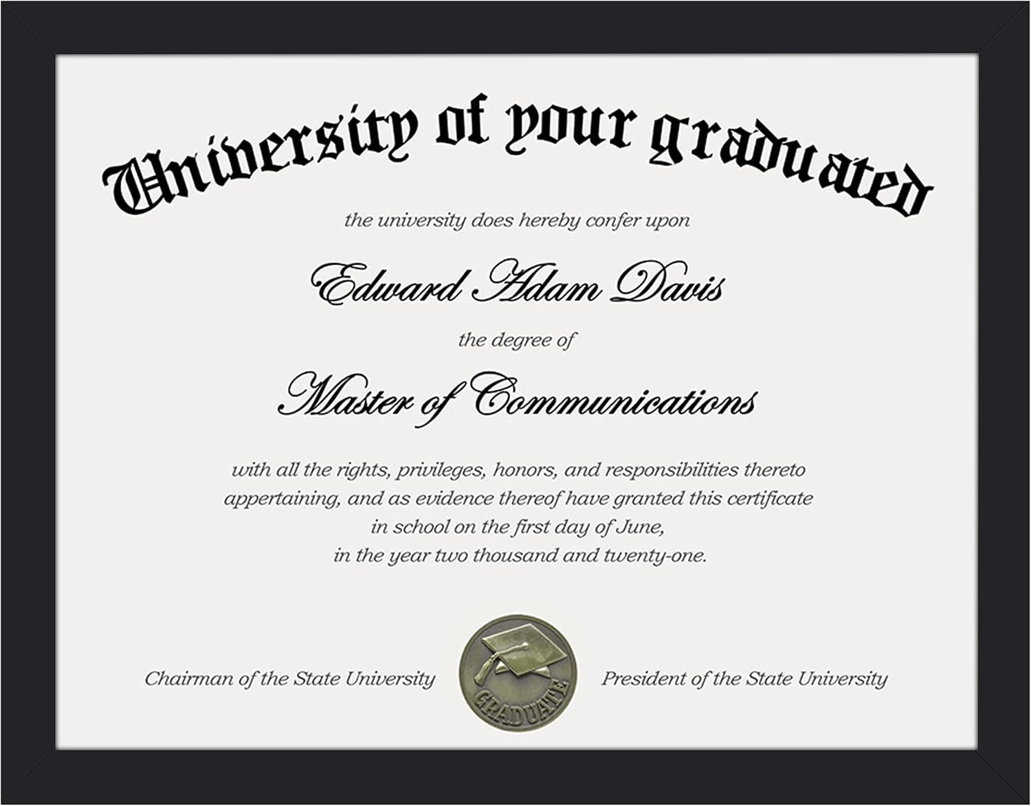 Certificate Frame, 8.5 by 11 Diploma Frames, 1 Pack, Black | Clear Plexiglass, 8.5x11 Document Degree Frames for