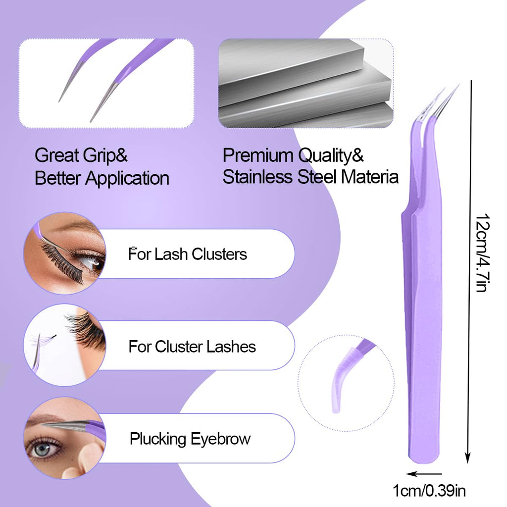 Lash Bond and Seal Kit DIY Lash Extension | Waterproof Lashe Cluster Glue 72h Hold and Seal Lash Remover Tweezers for
