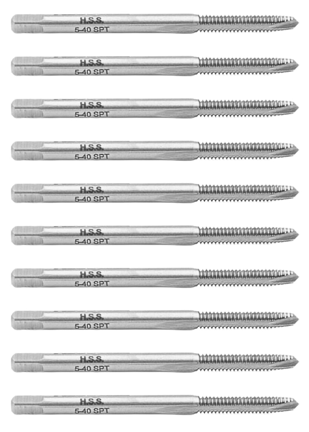 Accusize Spiral Point Tap 5-40NC H2 HSS 2-Flute, 10 Pc Set