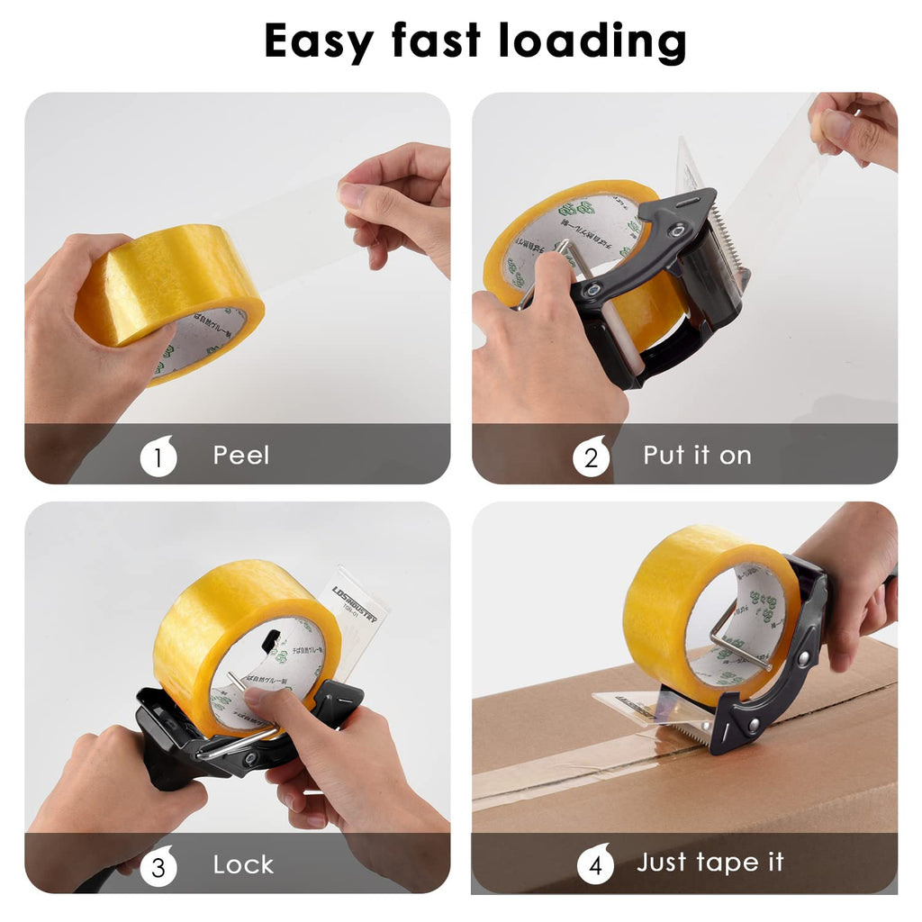 2 Pcs Rapid-Replace Packing Tape Dispenser Guns with Extra Blade, 2IN(50mm) Lightweight Ergonomic Industrial Handheld