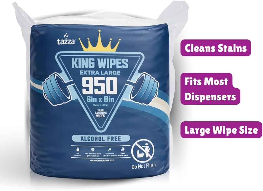 Gym Equip Wipes, 4 x 950 Count (3800 Total Wipes) - Durable, Pre-Saturated Gym Equipment & Surface Cleaning Wipes