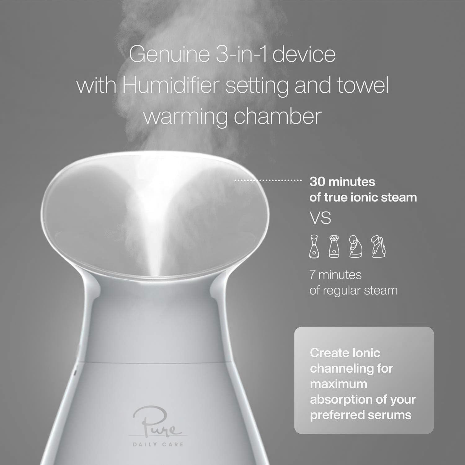 NanoSteamer Large 3-in-1 Nano Ionic Facial Steamer with Precise Temp Control - Humidifier - Unclogs Pores
