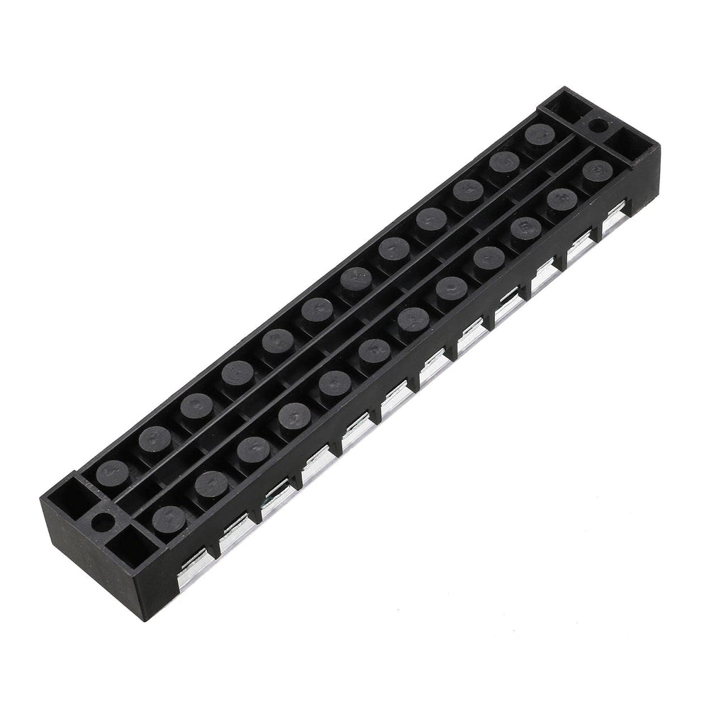 uxcell Double Rows 12P 12 Positions Covered Barrier Screw Terminal Block
