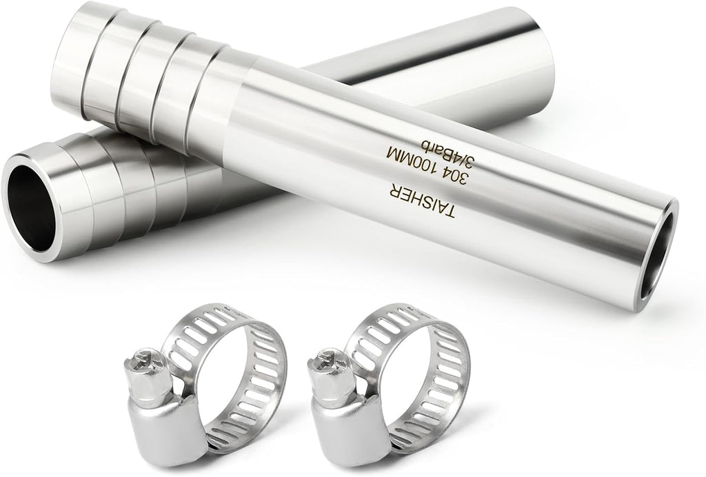 TAISHER 2PCS 304 Stainless Steel Pipe Fittings, 3/4" Barb, 4" Length Weld Nipple Cast Pipe