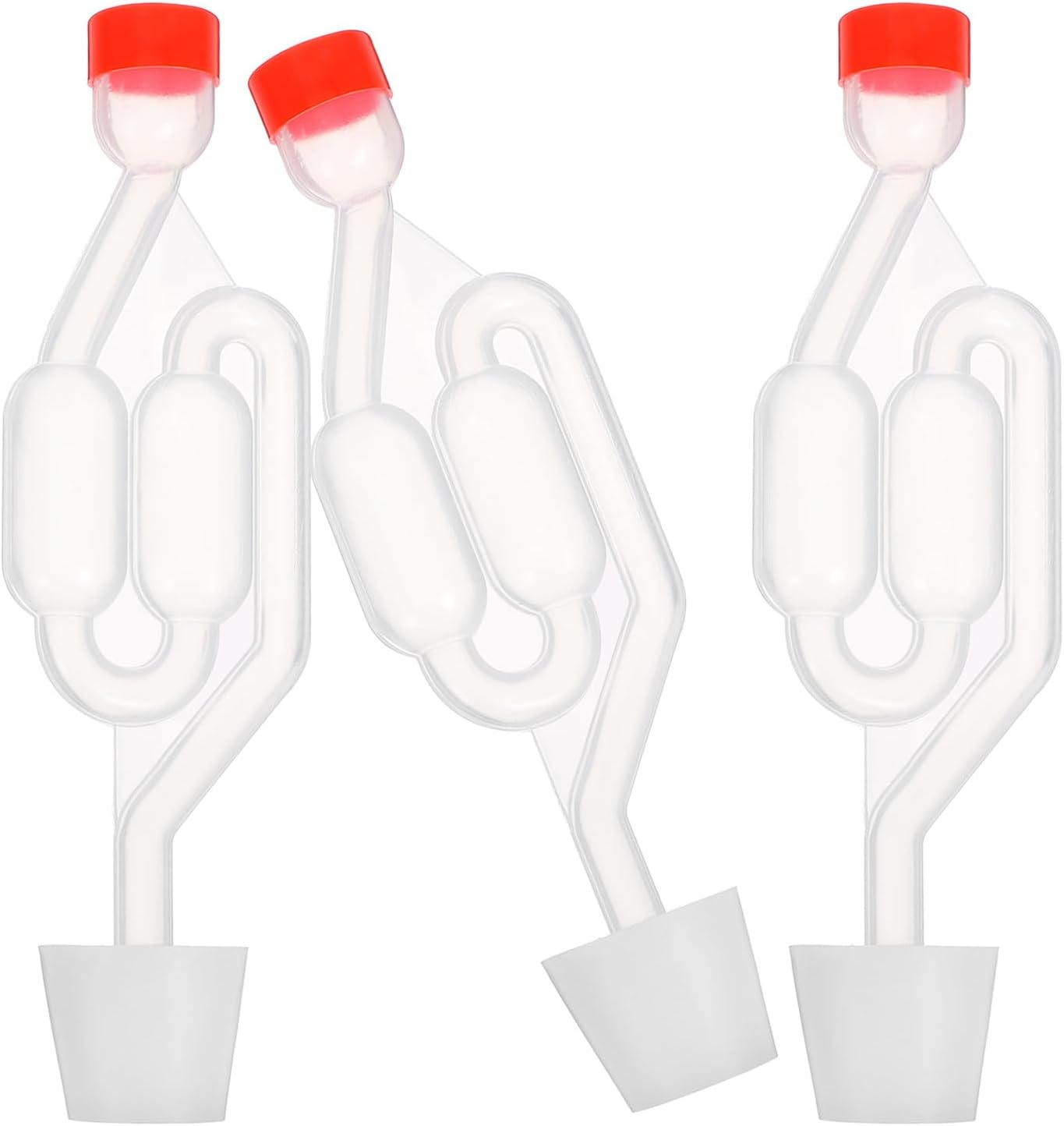 S-shaped Airlock Stopper for Brewing 6# Drilled Silicone Fermentation Valve 3pcs Set for Wine Beer Pickle Home