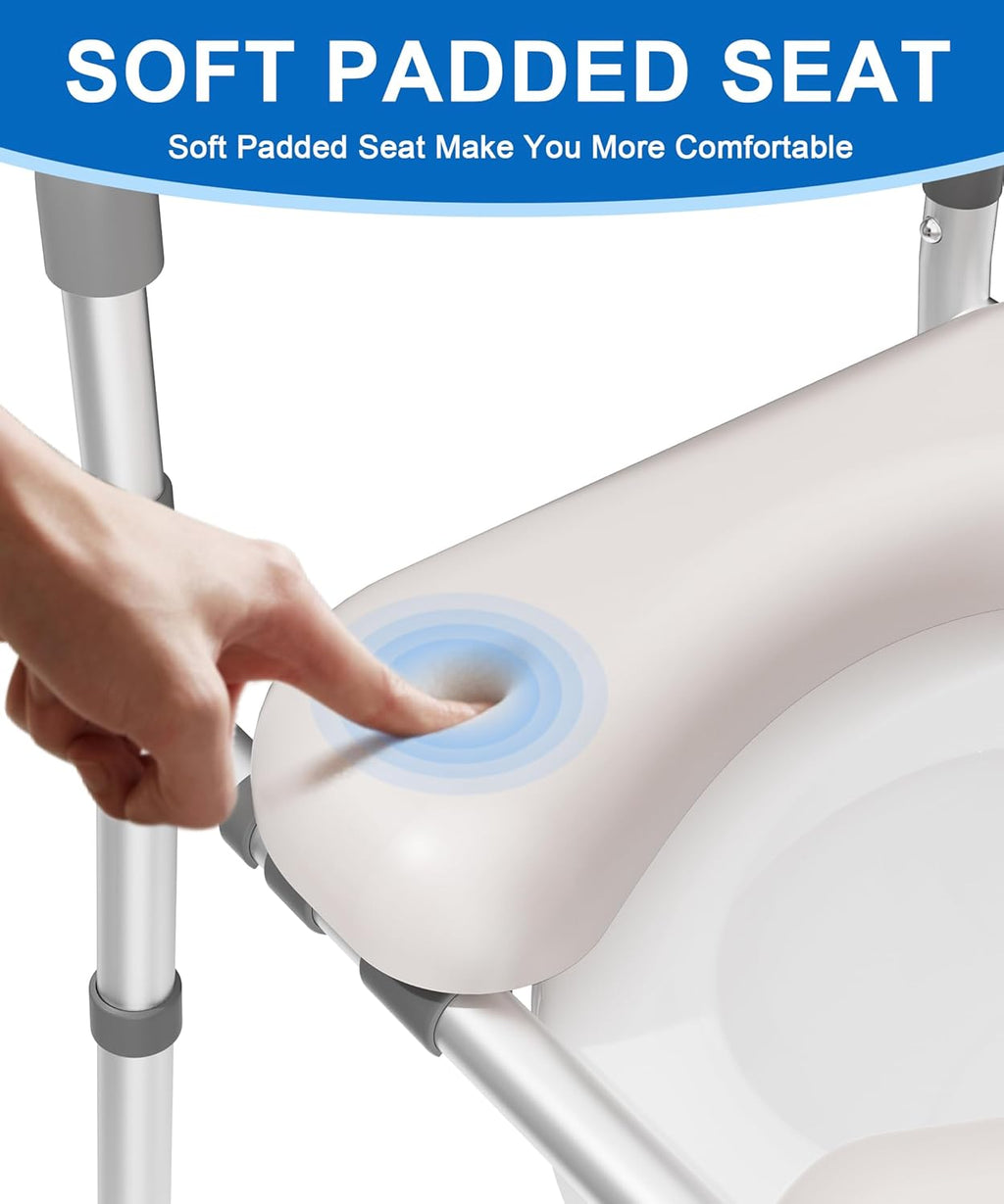 Raised Toilet Seat with Handles, Toilet Seat Riser for Seniors with Adjustable Height & Width, 400lb Handicap