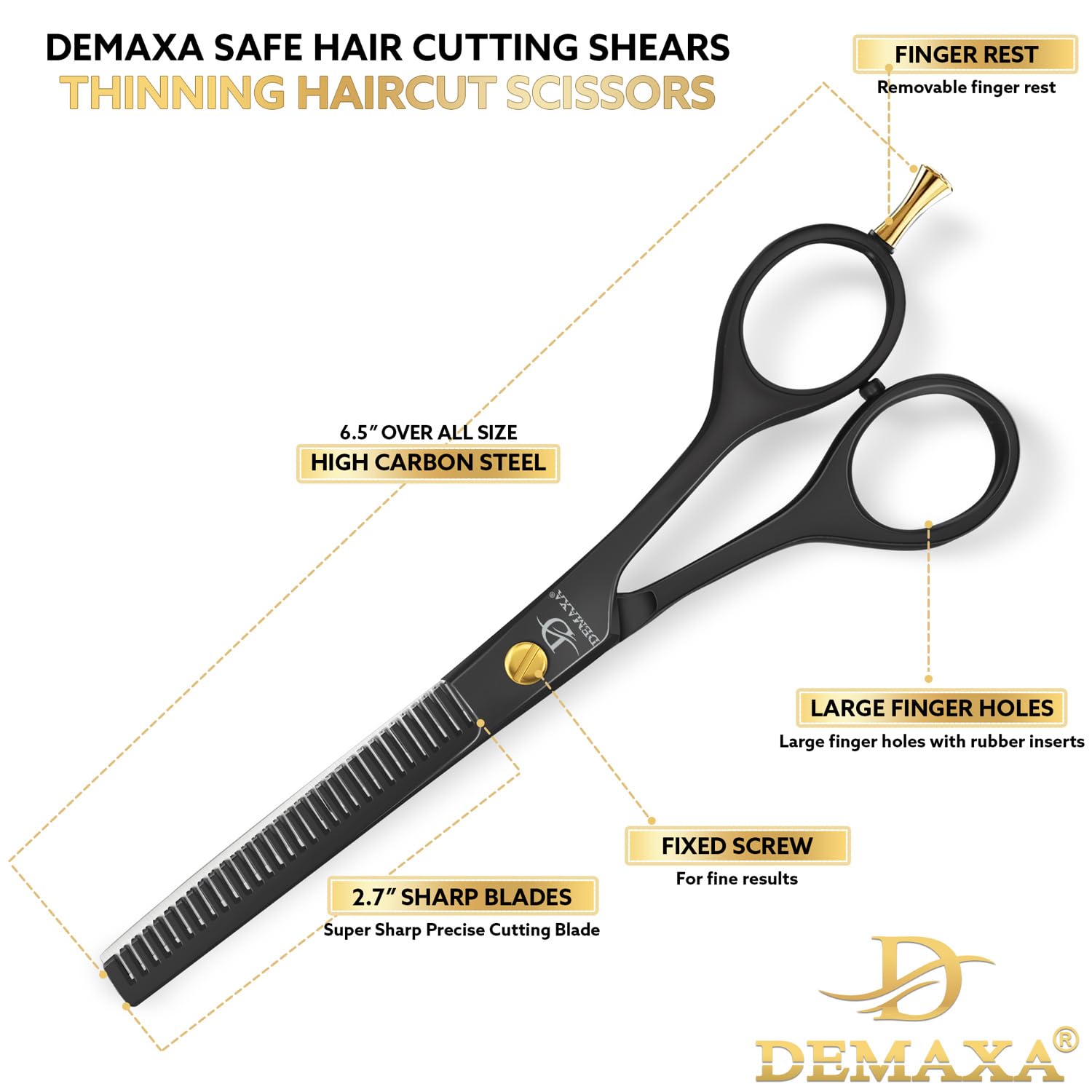 Thinning Shears for Hair Cutting - DEMAXA Hair Thinning Scissors Professional Barber’s Texturizing Shears for Salon &
