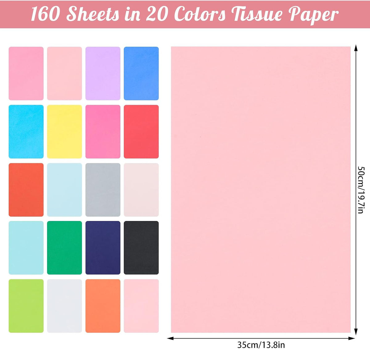 160 Sheets Tissue Paper for Gift Bags 20 X 14 Inches Multicolor