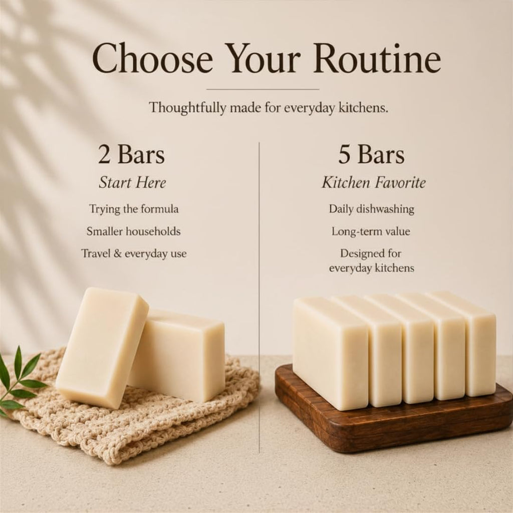 Unscented Natural Dish Soap Bar, Organic Coconut, Non-Toxic, 5-Pack