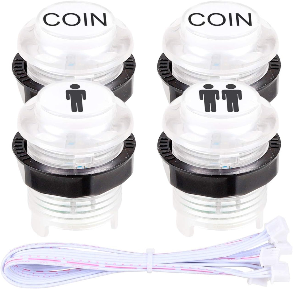 LED Arcade Joystick Buttons Kit Ellipse Oval Style 8 Ways Joystick + 20 x LED Arcade Buttons for 2 Player Video Games