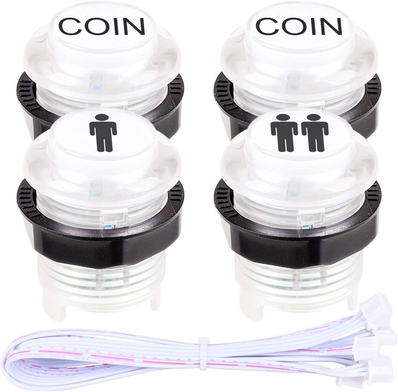 LED Arcade Joystick Buttons Kit Ellipse Oval Style 8 Ways Joystick + 20 x LED Arcade Buttons for 2 Player Video Games