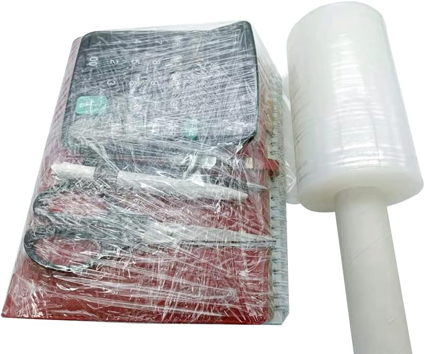 Stretch Wrap Clear Plastic Wrap Roll 6 inch X 1000Ft 80 Guage Industrial Mini Stretch Wrap Film with Handle for