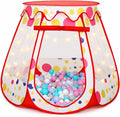 PopUp Princess Tent, Toddler Girl Toys Baby Ball Pit with LED Star Lights, Foldable Kid Play Tent with Carrying Bag