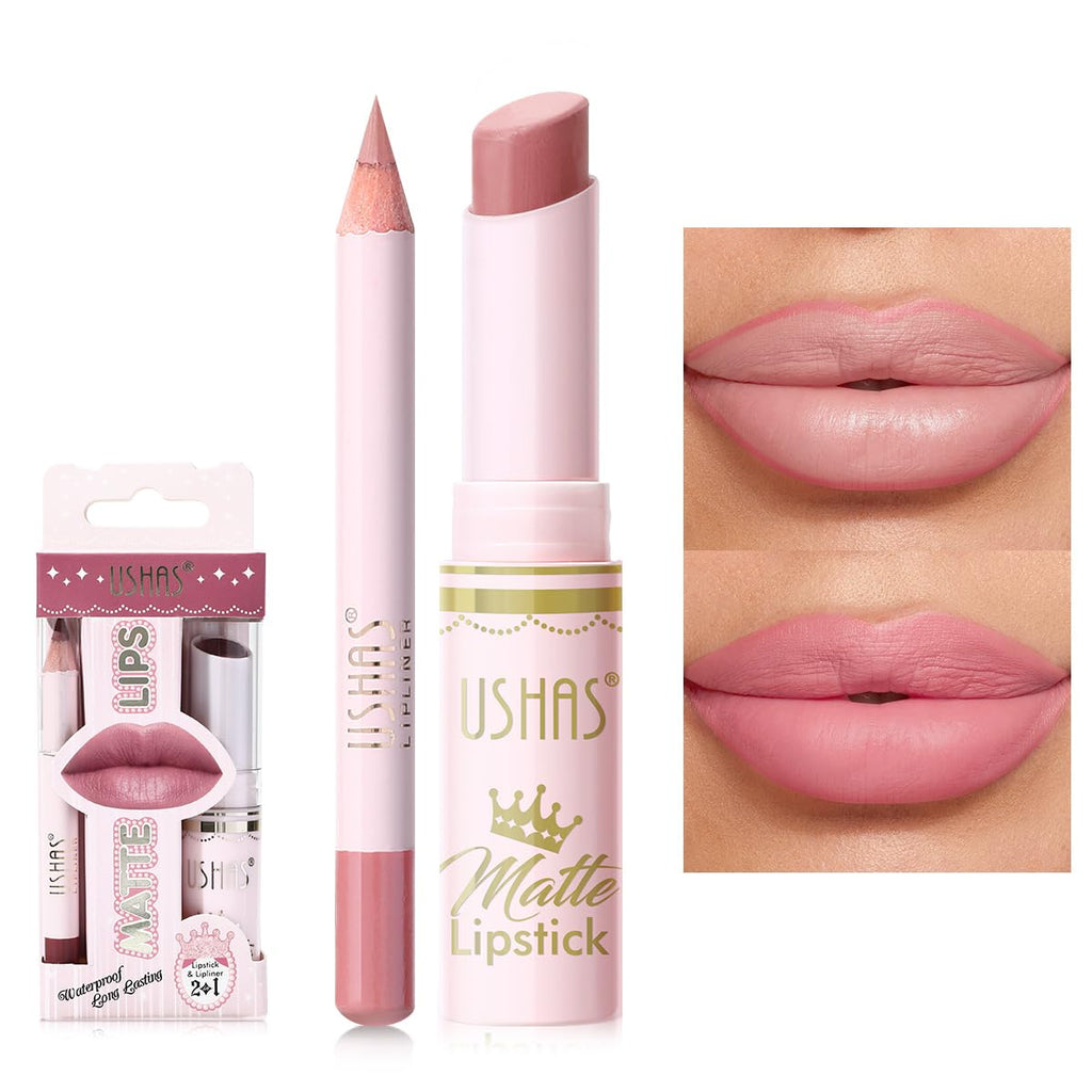 Lipstick and Lip Liner Combo Set 2 in 1 Waterproof Matte Lipstick pen for Women Lip liner Set Long Lasting with
