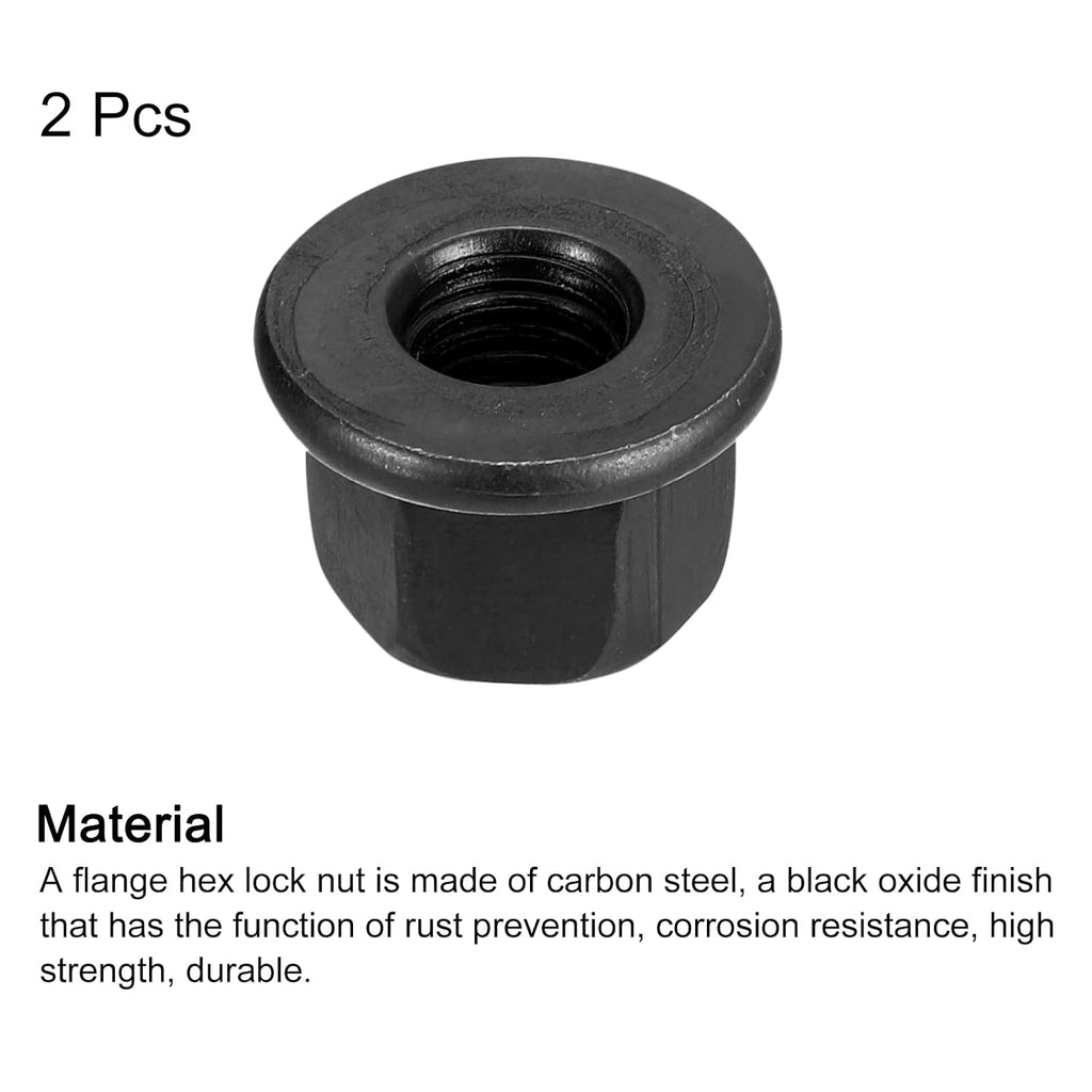 uxcell 2pcs M10 Flange Hex Nuts, Grade 10.9 Carbon Steel Black Oxide