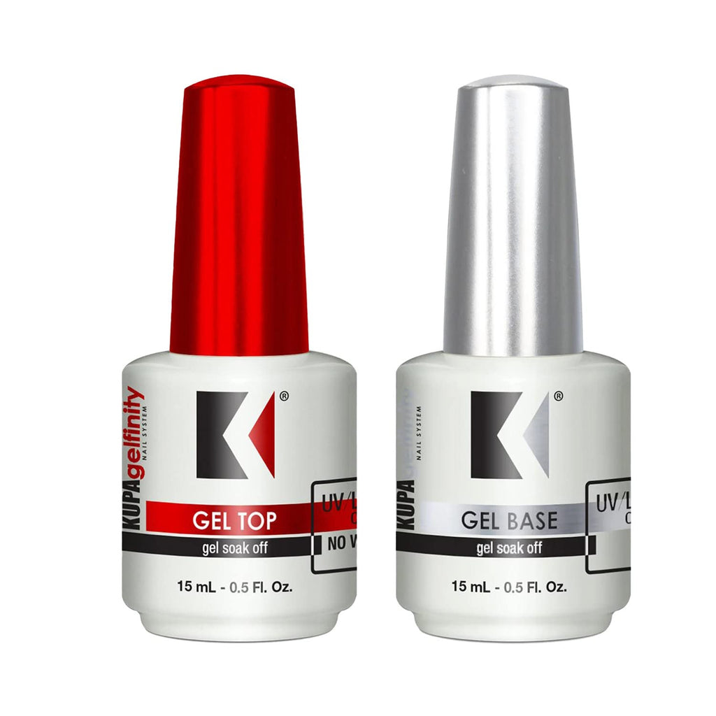 Gelfinity Base Coat & Glossy Top Coat Duo Set, No-Wipe, Long-Lasting Soak-Off Formula, Chip-Resistant, UV/LED Gel