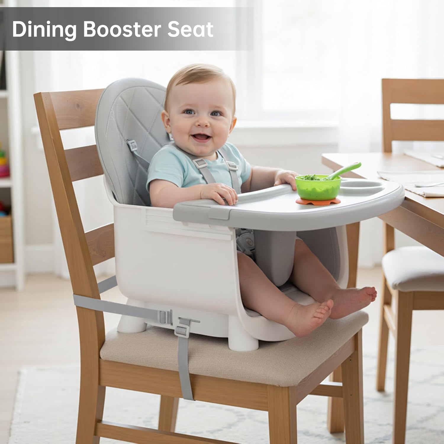 6-in-1 Convertible Baby Highchair, Booster Seat, Toddler Chair & Building Block Table, with Removable Tray, Easy