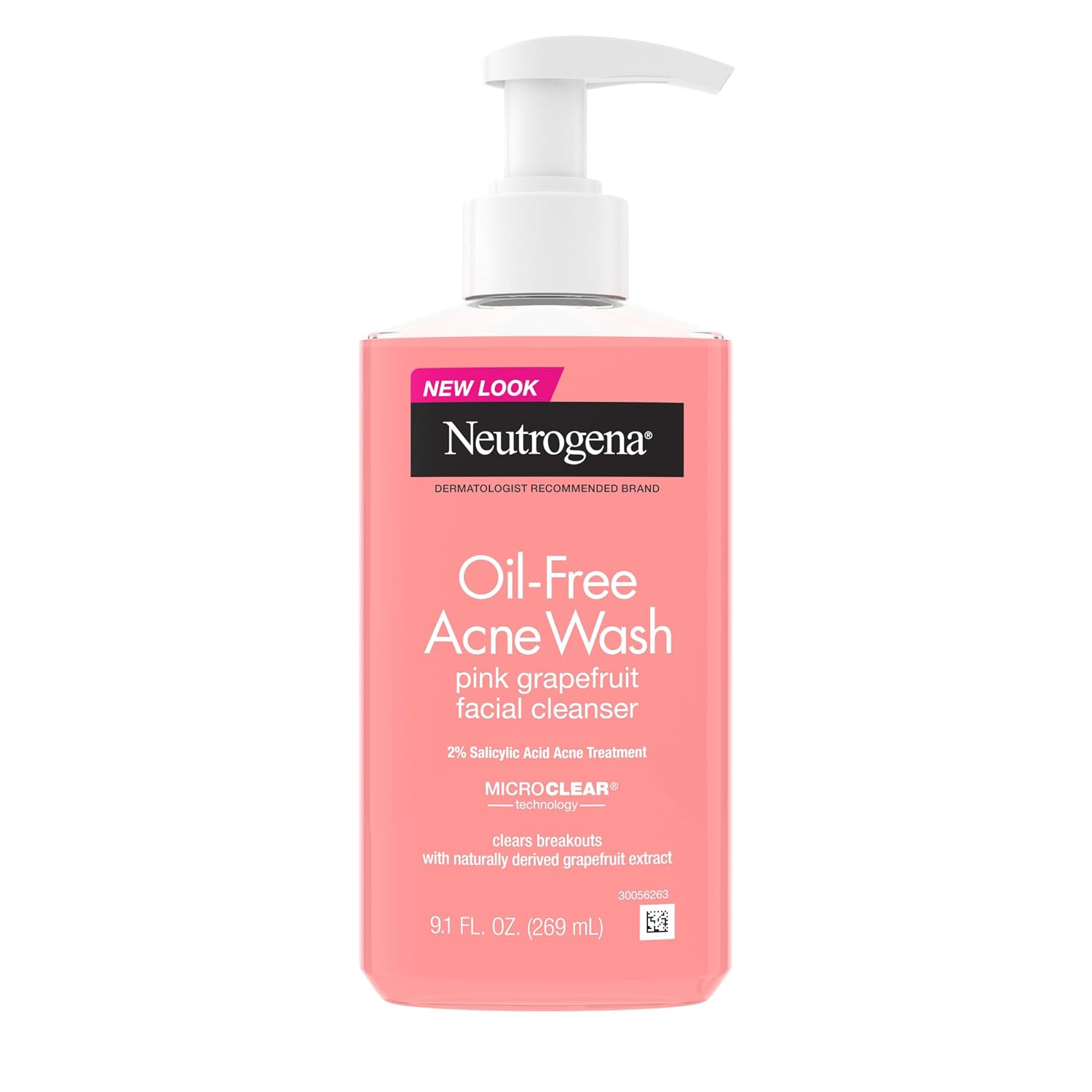 Oil-Free Acne Wash Pink Grapefruit Facial Cleanser - with Salicylic Acid for Clear Skin, Daily Face Wash for Oily &