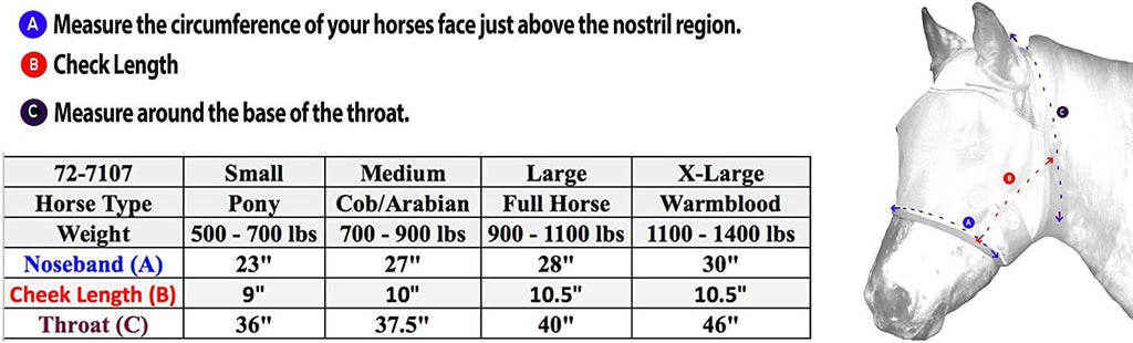 UV-Blocker Premium Reflective Safety Horse Fly Mask Without Ears or Nose Cover with One Year Warranty