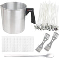 Candle Making Kit, 60pcs Candle Wicks, 60pcs Candle Wicks Sticker, 1pc Candle Wax Pouring Pot, 2pcs 3-Hole Wicks