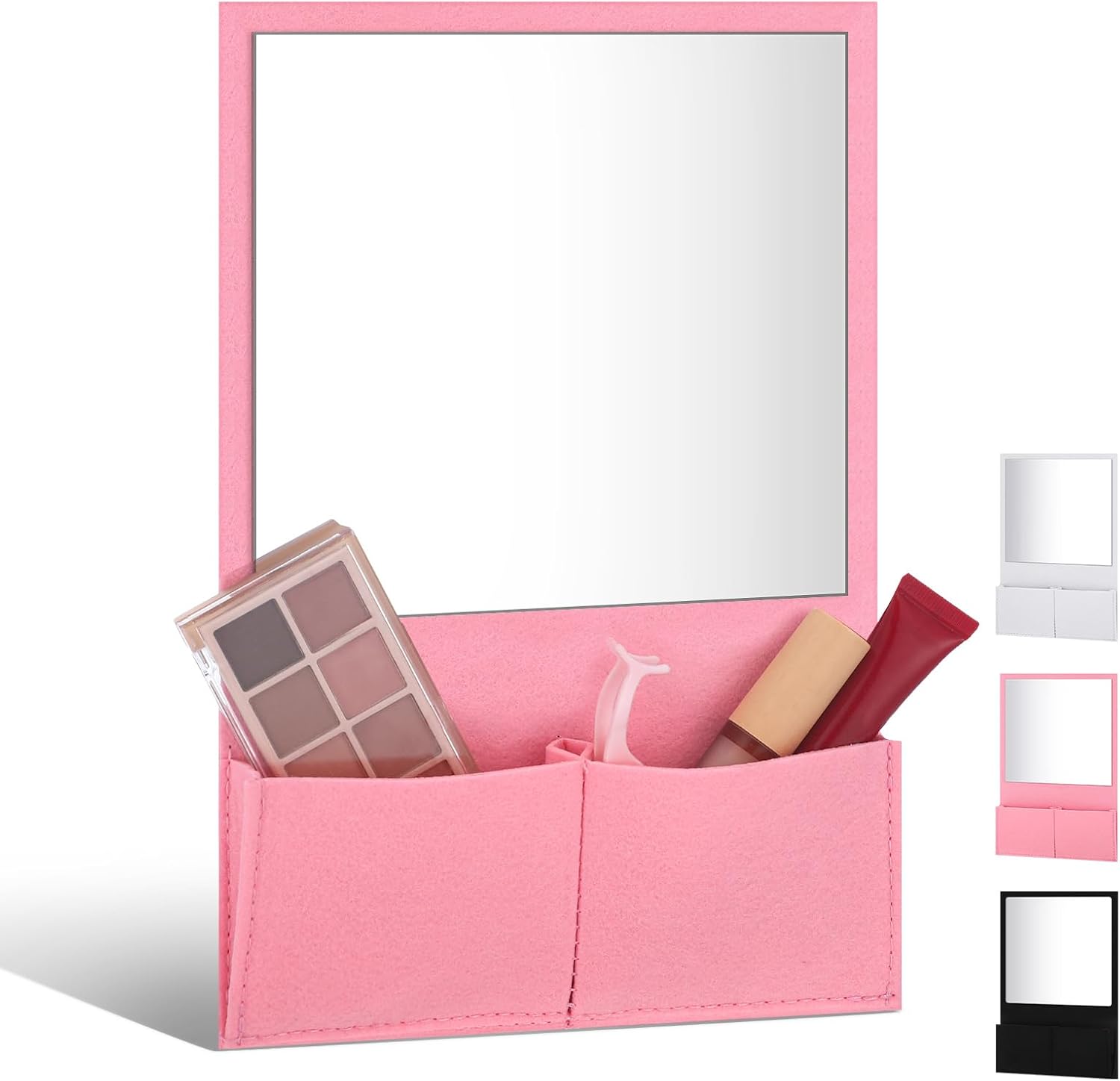 Magnetic Locker Mirror 7 x 6.7 Inch Magnet Mirror with Holder Bag Locker Organizer Accessories Decorations for Office