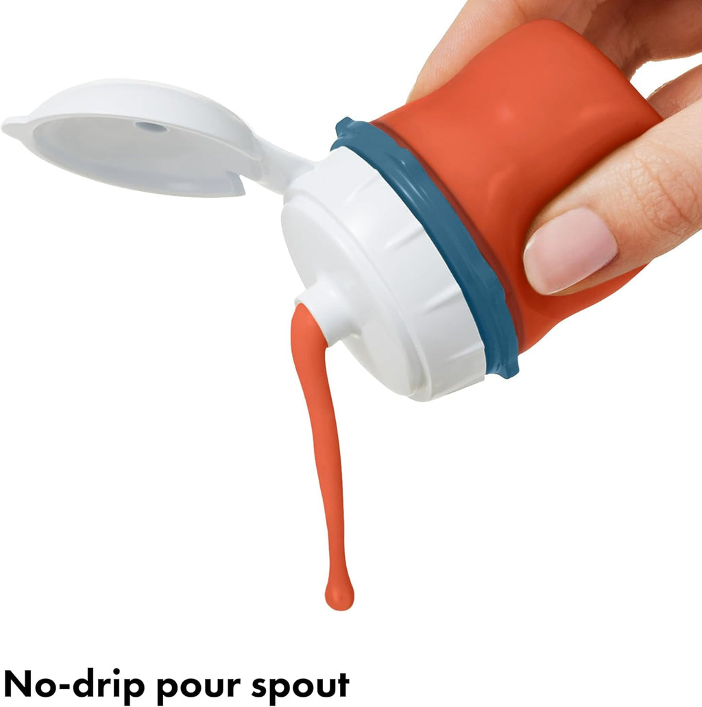 OXO Good Grips Prep & Go Silicone Squeeze Bottles 2 Pack-2.3oz, Ocean Blue
