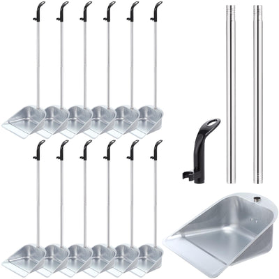 12 Pack 33 Inch Stainless Steel Dustpan with Long Handle, Black