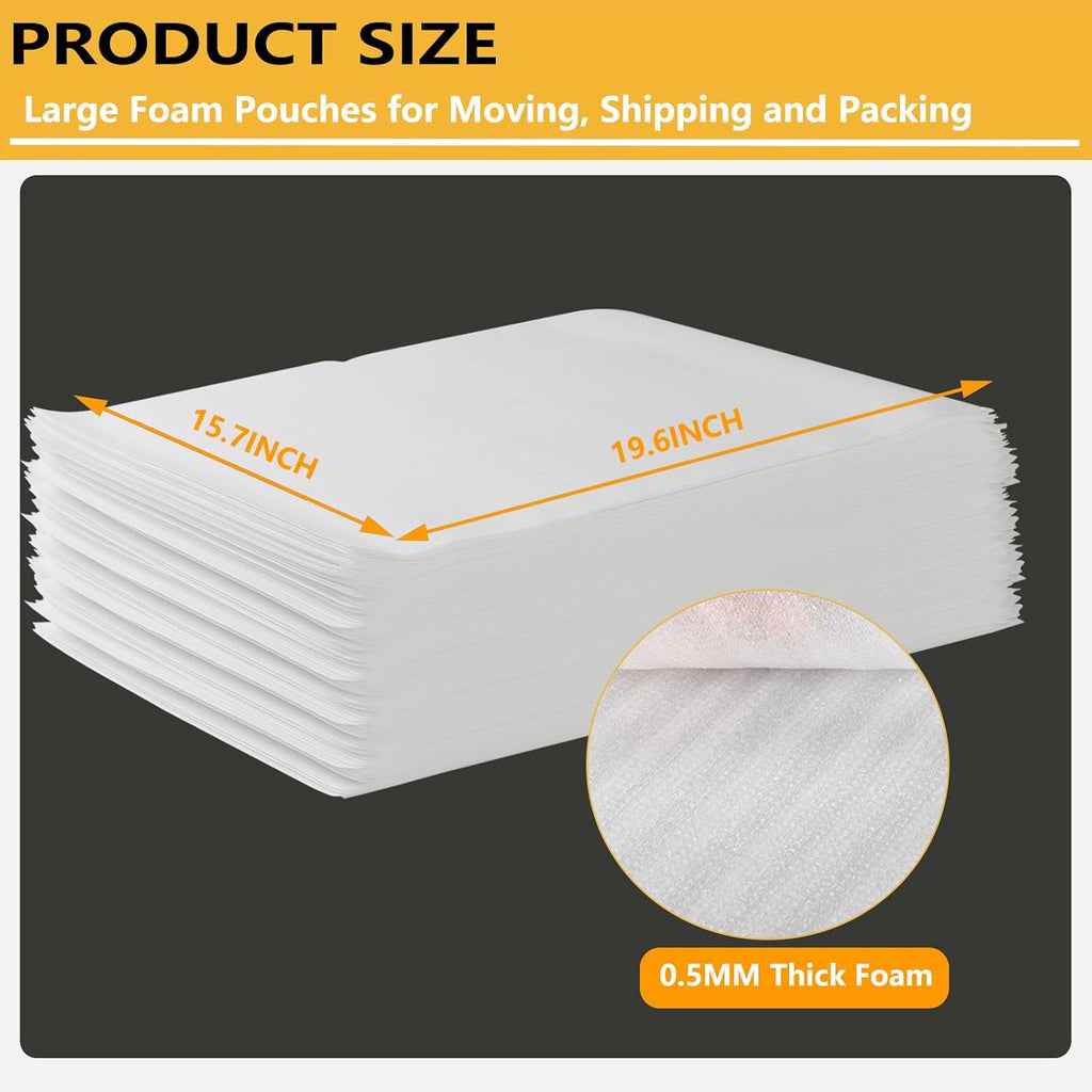 16”x20”Large Foam Pouches 50Pack Cushion Foam Wrap Bags for Packing Moving