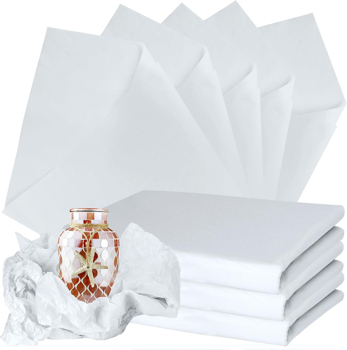 200 Sheets White Tissue Paper for Gift Bags, 20" x 30" Wrapping Tissue Paper Bulk for Wedding, Birthday, Christmas