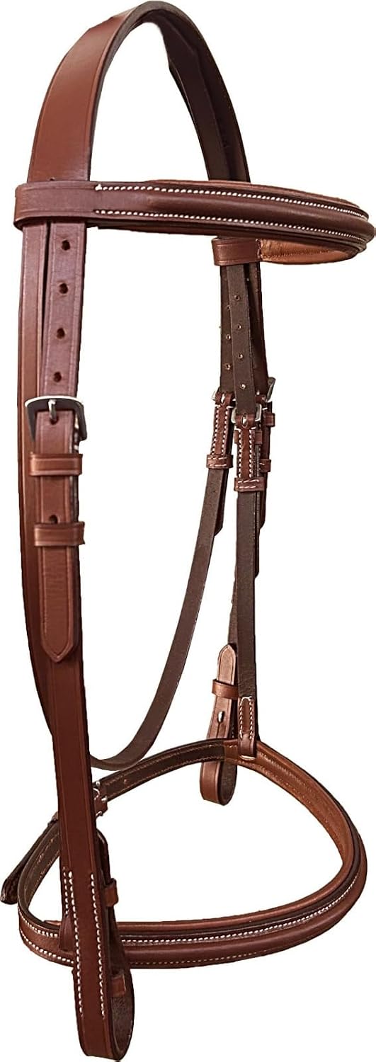 Padded Raised English Bridle, Premium Leather, Matching Laced Reins