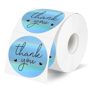 2 Inch Thank You Stickers for Small Business, Holographic Blue Thank You Stickers Waterproof Self-Adhesive Packaging