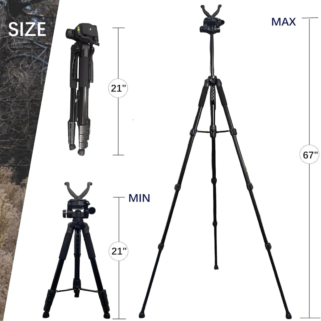 Adjustable Shooting Sticks for Hunting, Lightweight Aluminum 360° Shooting Rest Tripod with Universal V Yoke
