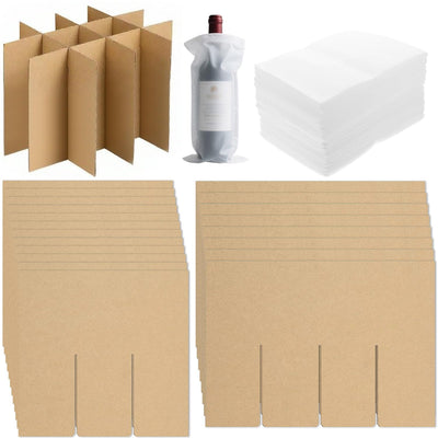 4-Pack Glassware Protection Set，Glassware Dish Packing Boxes Corrugated Dividers & 48 Foam Sleeves for 16x12x12