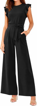 Dressy Jumpsuits For Women Cap Sleeve Wide Leg Romper