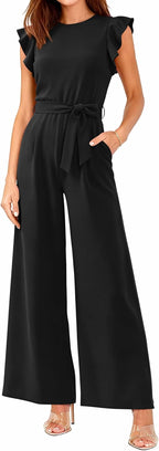Dressy Jumpsuits For Women Cap Sleeve Wide Leg Romper