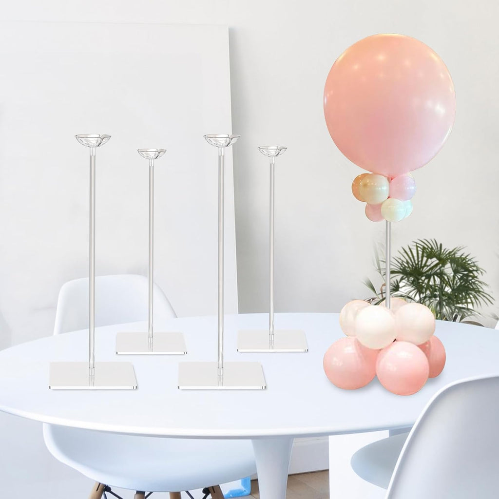 15.75 Inch Height Clear Acrylic Balloon Stand for Table Centerpiece Decoration, Set of 4